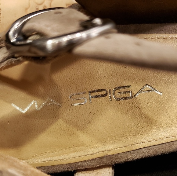 Via Spiga Suede Platform Heeled Sandals - Picture 5 of 8